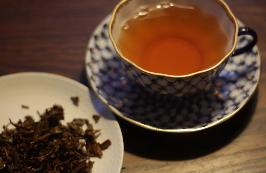 En kopp te, bryggt på löste från Nepal. Illustration till artikel om att brygga te.